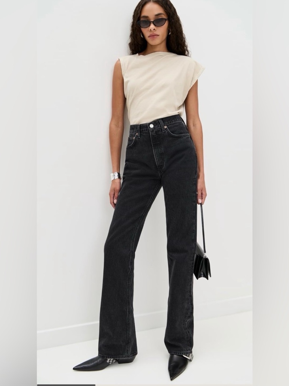 Agolde “Leena” black bootcut jeans